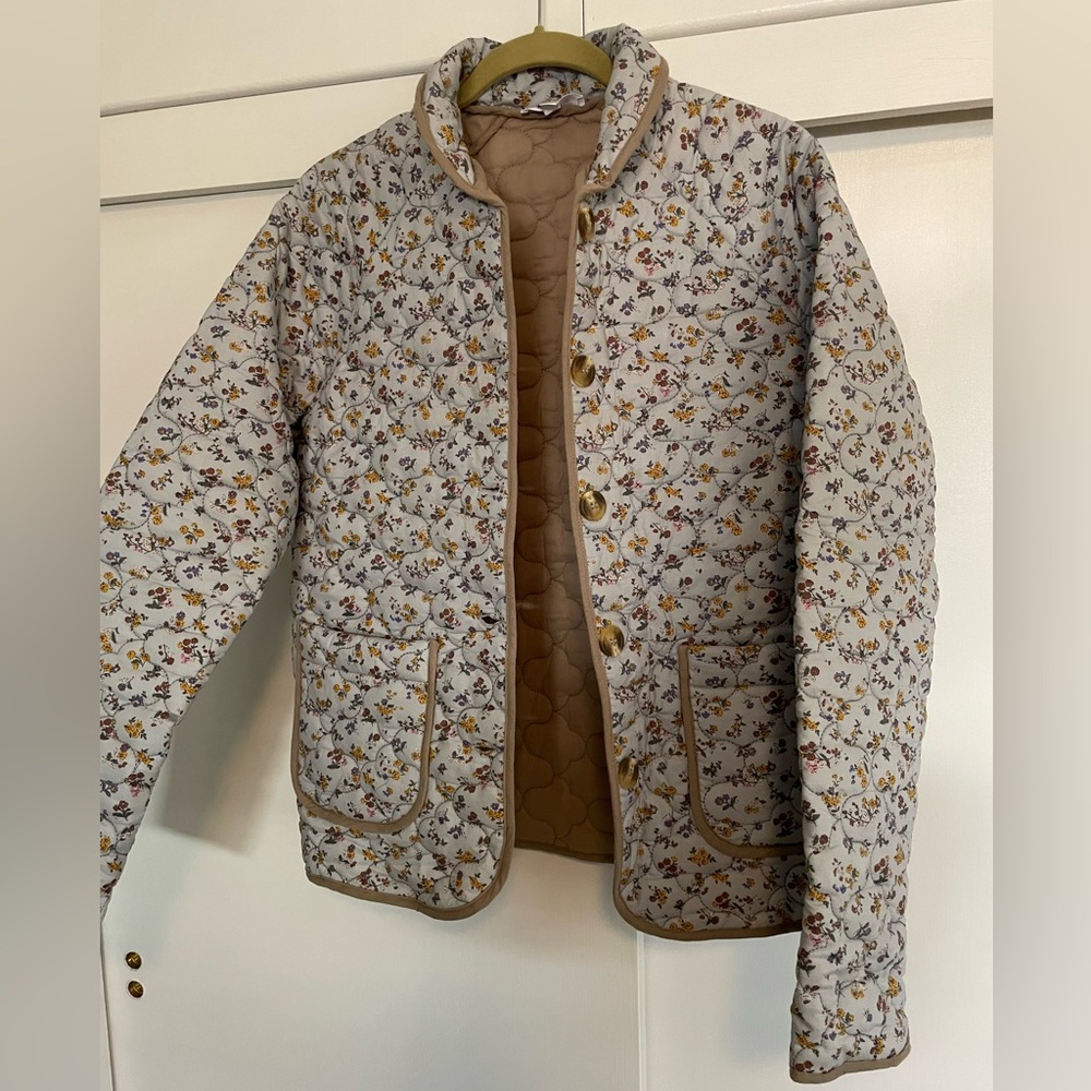 Floral Quilted Jacket with Button Closure